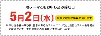 事前のお申し込みは5月10日（火）に締め切りました。